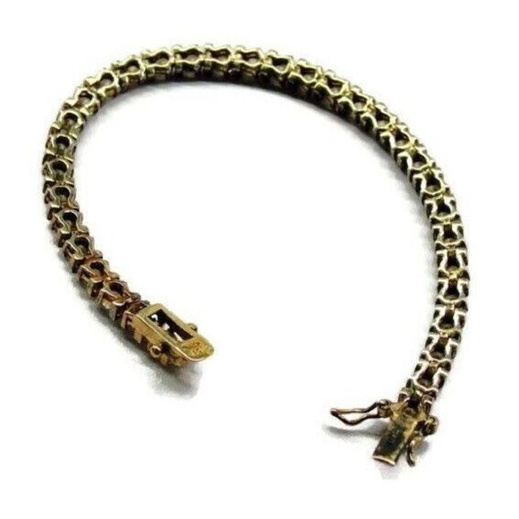 7" Tennis Bracelet Gold Plated 925 Sterling Silver Simulated Cubic Zirconia - Picture 7 of 10
